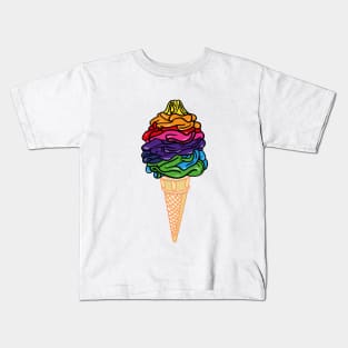 Rainbow Soft Serve Whippy Icecream Cone Graphic Art Kids T-Shirt